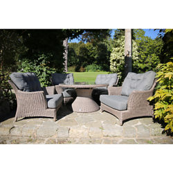 4 Seasons Outdoor Valentine 'Cosy Living' Garden Table & Chairs Set, Low Back Design Pure